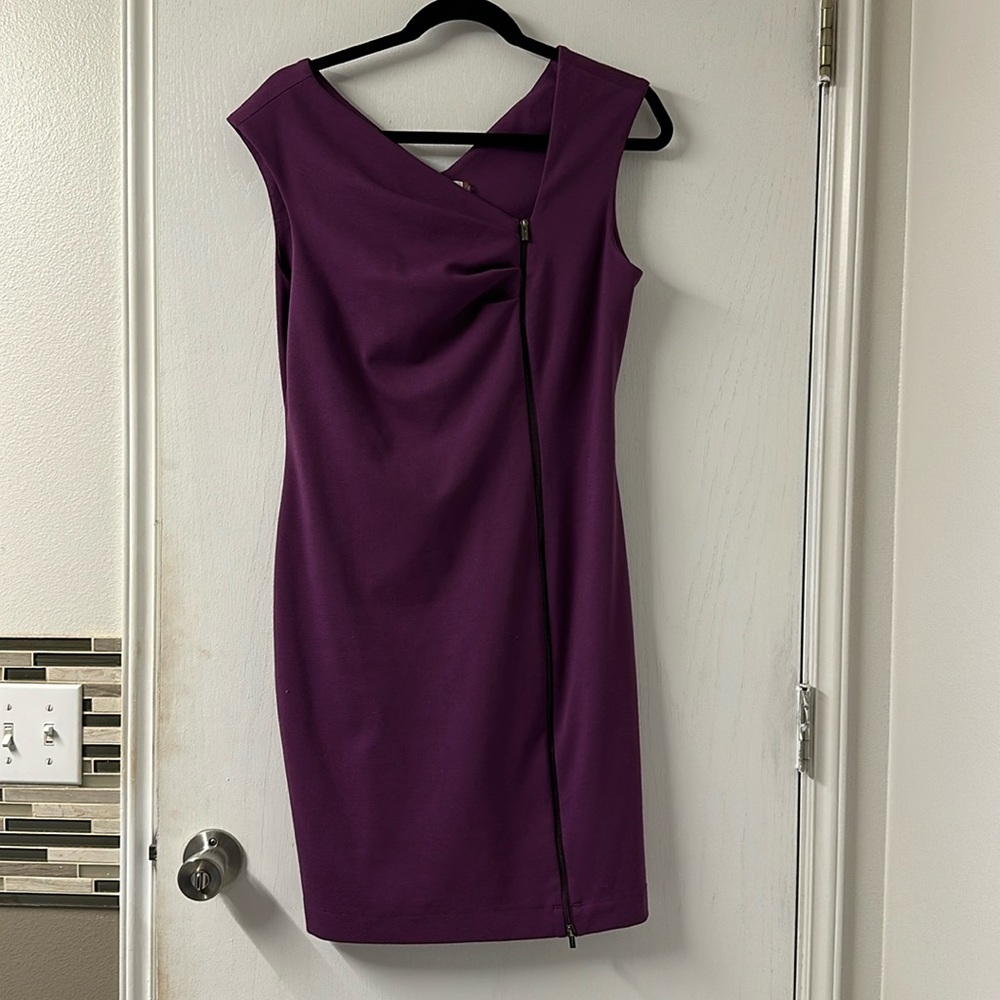 Calvin Klein grape purple functional front double zipper